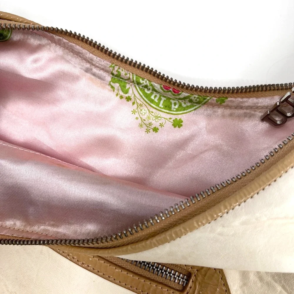 Charm and Luck Studded Leather Hobo Crossbody Shoulder Bag Rhinestones Y2K‎ VTG